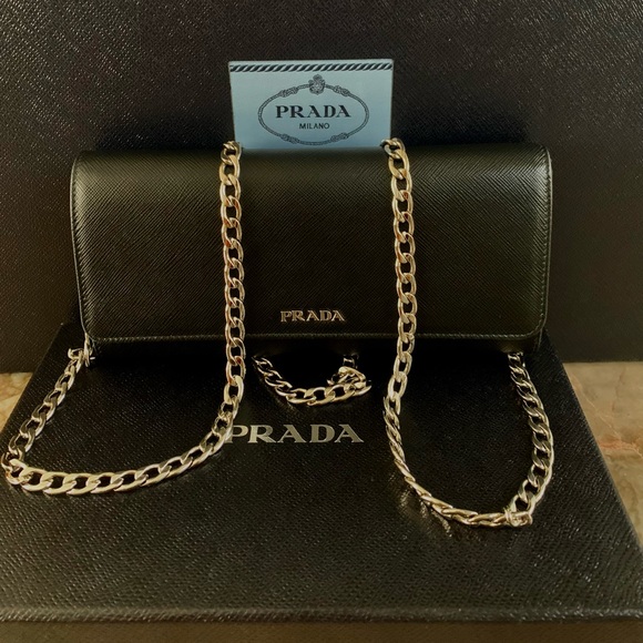 Prada Handbags - ❤️❤️SOLD❤️❤️PRADA saffiano wallet on chain crossbody/clutch bag